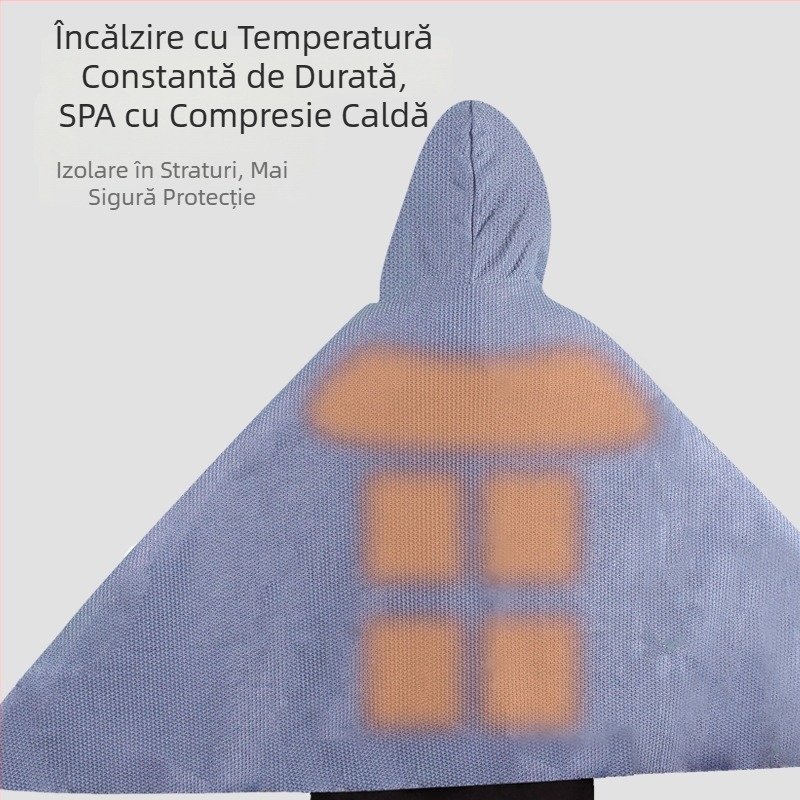 Șal încălzit din grafen cu glugă, alimentare USB, amestec bumbac-nitril, greutate 800–999 g