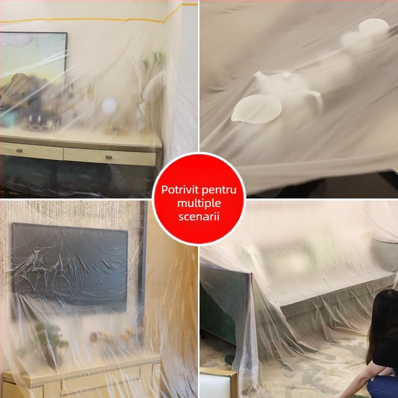 Film protecție praf îmbunătățit pentru uz casnic, folie PE pentru renovări, acoperire mobilier, utilizare unică, procesare personalizată, stil Modern Simplu