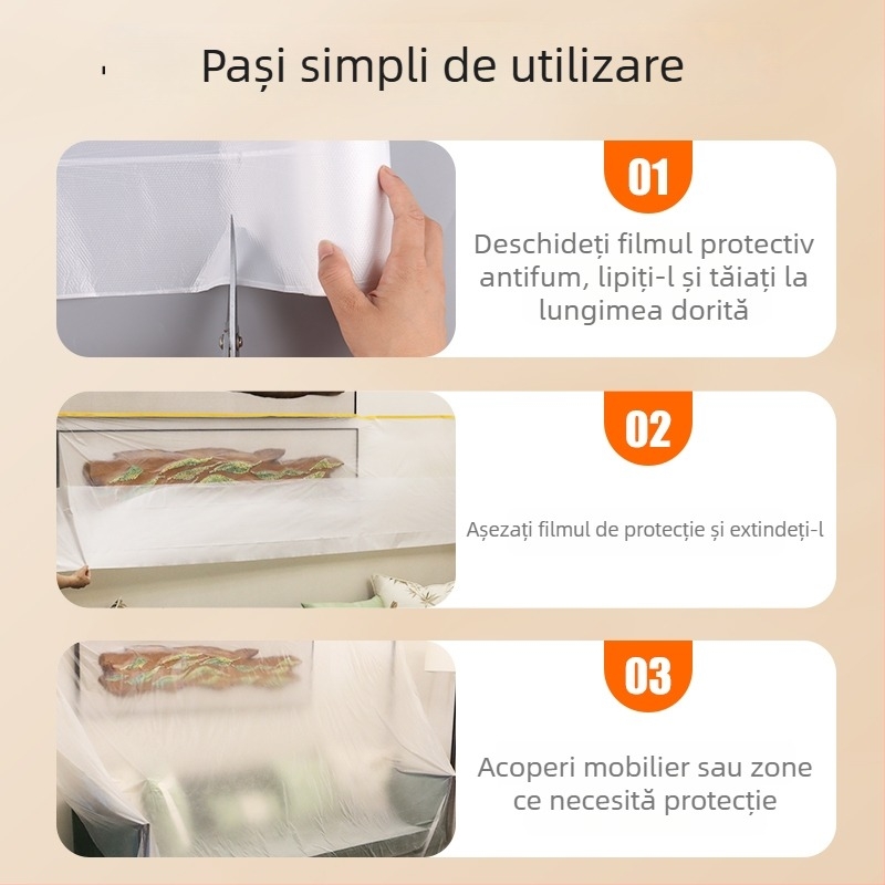 Film protecție praf îmbunătățit pentru uz casnic, folie PE pentru renovări, acoperire mobilier, utilizare unică, procesare personalizată, stil Modern Simplu