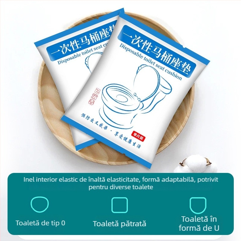 Covoraș de unică folosință pentru capacul de toaletă, ambalare individuală, universal compatibil, material textil, protecție împotriva prafului