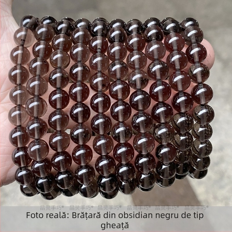 Brățară din obsidian – lustruită, unisex, formă geometrică, iarna 2023
