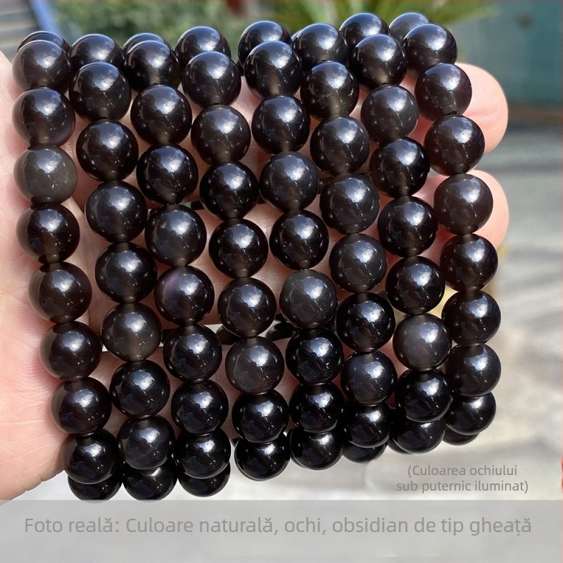 Brățară din obsidian – lustruită, unisex, formă geometrică, iarna 2023