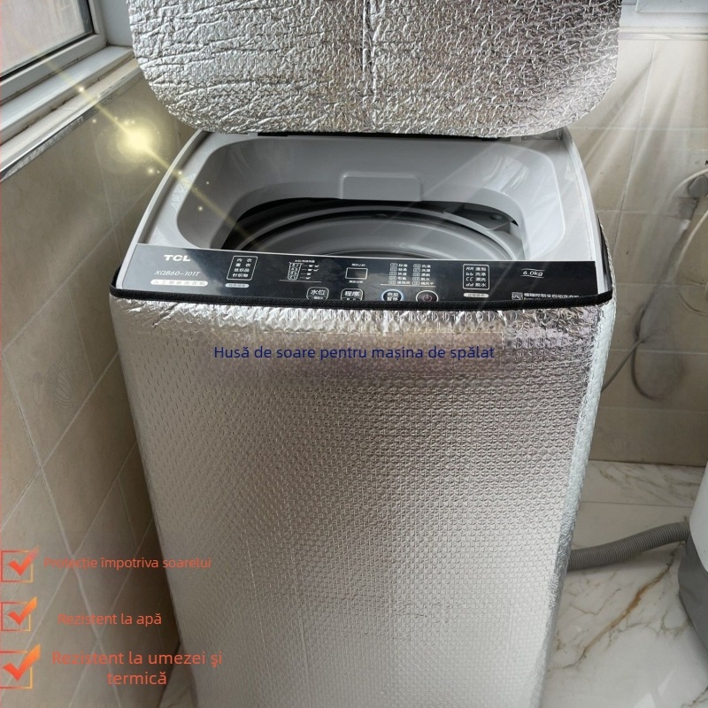 Husă pentru mașina de spălat cu încărcare superioară, din folie de aluminiu impermeabilă și izolantă, rezistentă la praf și UV, compatibilă cu Little Swan