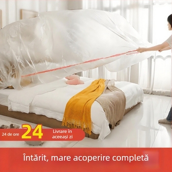 Husă de praf de unică folosință pentru canapea și pat, cu mâneci elastice, folie plastică (PE/polietilenă), personalizabilă