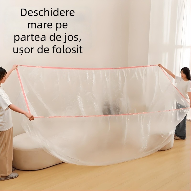 Husă de praf de unică folosință pentru canapea și pat, cu mâneci elastice, folie plastică (PE/polietilenă), personalizabilă