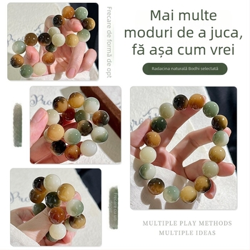 Brățară din semințe Bodhi — natural, unisex, accesoriu pentru mână, origine indoneziană, finisaj lustruit, set de 20 mărgele