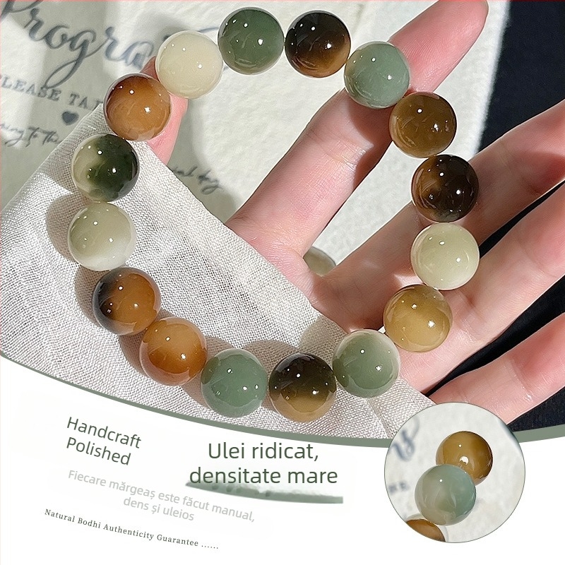 Brățară din semințe Bodhi — natural, unisex, accesoriu pentru mână, origine indoneziană, finisaj lustruit, set de 20 mărgele