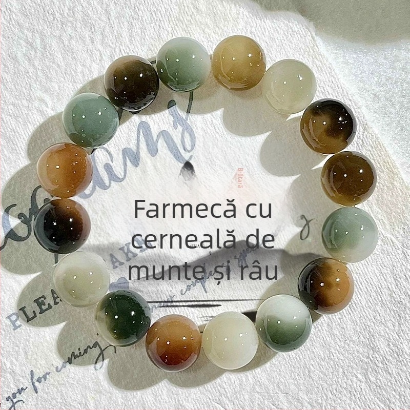 Brățară din semințe Bodhi — natural, unisex, accesoriu pentru mână, origine indoneziană, finisaj lustruit, set de 20 mărgele