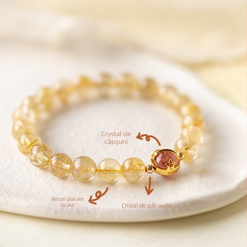 Brățară din cristal cu cristal de păr, formă romb, electroplating, design original, unisex