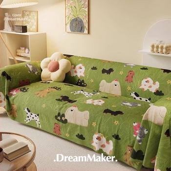 Acoperire pentru canapea din chenille, model desen animat, potrivită pentru canapele modulare, stil desen animat, husă de protecție împotriva prafului