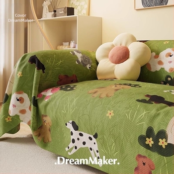 Acoperire pentru canapea din chenille, model desen animat, potrivită pentru canapele modulare, stil desen animat, husă de protecție împotriva prafului