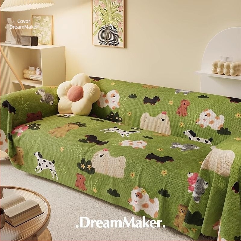 Acoperire pentru canapea din chenille, model desen animat, potrivită pentru canapele modulare, stil desen animat, husă de protecție împotriva prafului