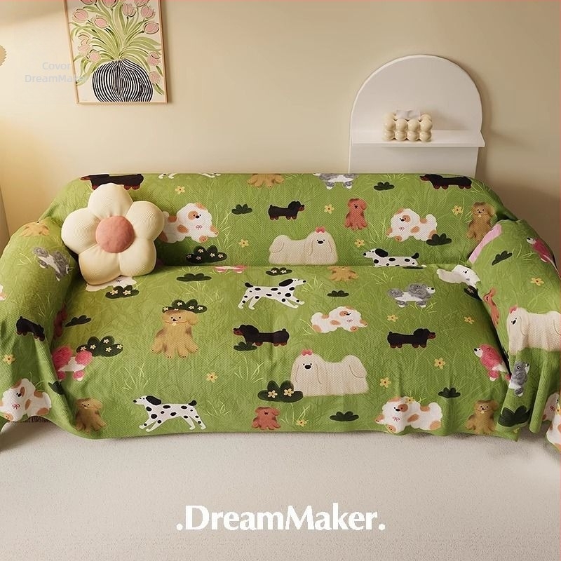 Acoperire pentru canapea din chenille, model desen animat, potrivită pentru canapele modulare, stil desen animat, husă de protecție împotriva prafului