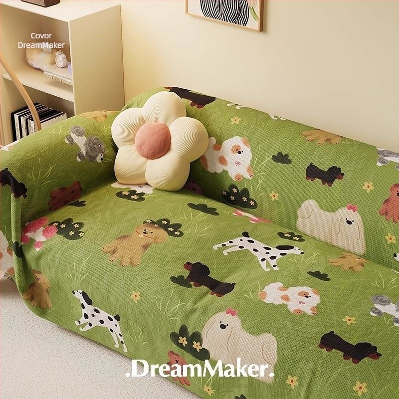 Acoperire pentru canapea din chenille, model desen animat, potrivită pentru canapele modulare, stil desen animat, husă de protecție împotriva prafului