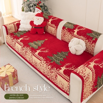 Husă pentru pernă de canapea din chenille, imprimeu cu personaje de desene animate, potrivire universală, stil festiv, personalizare disponibilă