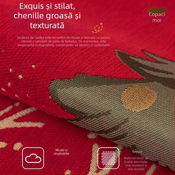 Husă pentru pernă de canapea din chenille, imprimeu cu personaje de desene animate, potrivire universală, stil festiv, personalizare disponibilă