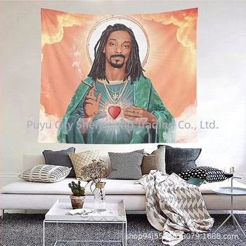 Tapiserie cu Isus, dreptunghiulară, țesătură poliester, transfer termic digital, 91–100% poliester, lavabilă la mașină, pentru living, dormitor și birou