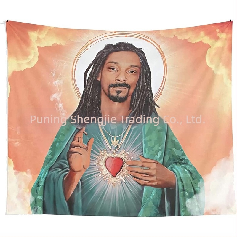 Tapiserie cu Isus, dreptunghiulară, țesătură poliester, transfer termic digital, 91–100% poliester, lavabilă la mașină, pentru living, dormitor și birou