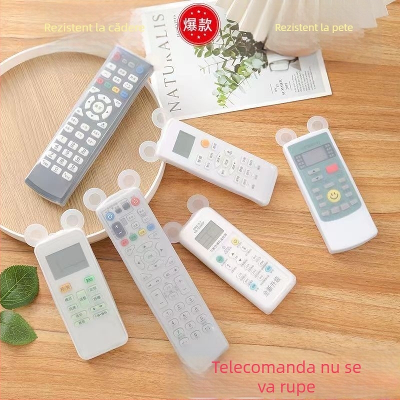 Husă din silicon pentru telecomandă, cu design ursuleț drăguț, husă universală de protecție pentru decodor TV și aer condiționat, protecție împotriva prafului