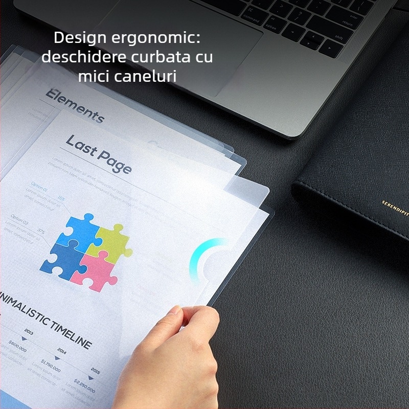 Deli set documente: mapă tip L pentru o singură pagină, cu capac transparent, din plastic