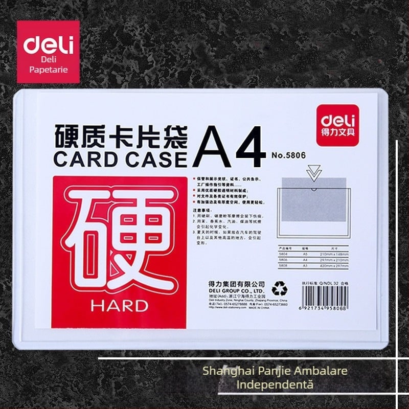 Deli 5806 Carcasă transparentă pentru carduri din plastic, protecție PVC – Capac rigid, Model 5806, Grosime 0.4 mm