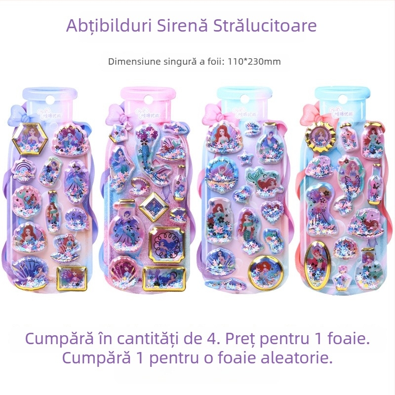 Carcasă de telefon cu design 3D al prințesei sirenă, decor autoadeziv, imprimare în stil nordic