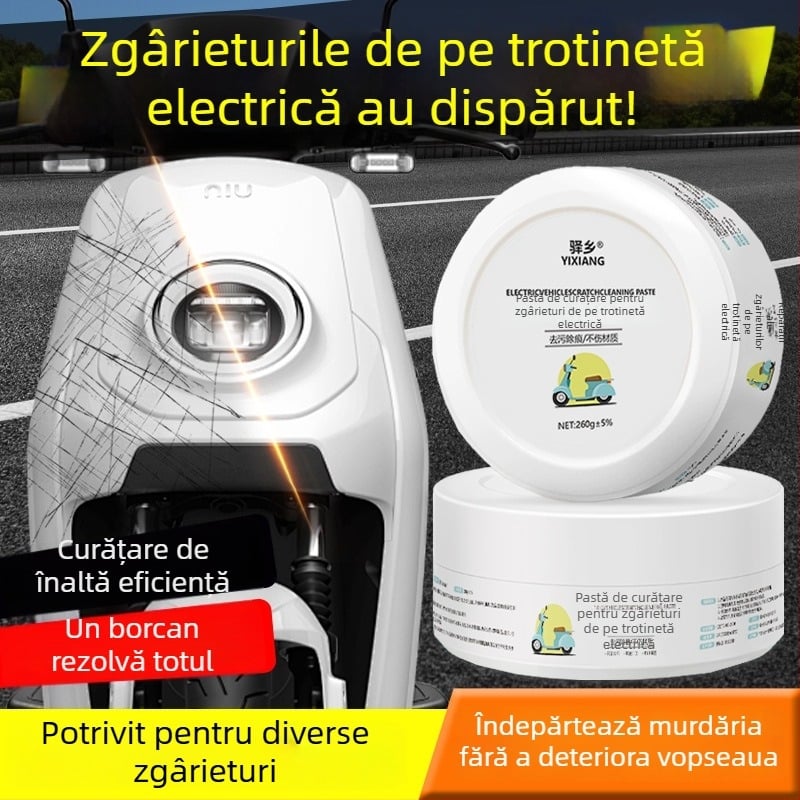 Pastă de curățare multifuncțională pentru vehicule electrice și motociclete; elimină zgârieturile și restaurează suprafața din plastic. Brand: Yixiang; Țară de origine: Guangdong; Ambalare: 50 buc.; Efecte: decontaminare profundă și sigură.
