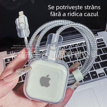 Carcasă de protecție pentru cablu de date, protecție anti-frângere, material PC, tambur pentru cablu, design simplu