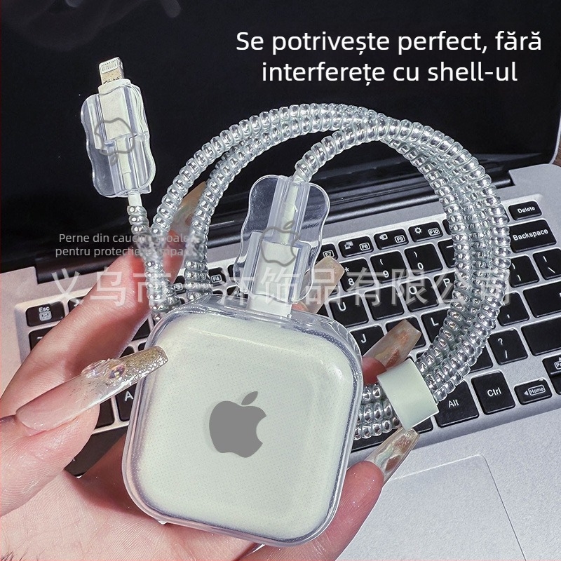 Carcasă de protecție pentru cablu de date, protecție anti-frângere, material PC, tambur pentru cablu, design simplu