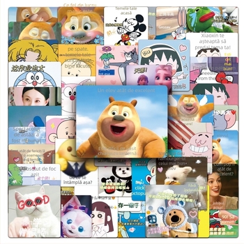 Set de 50 autocolante graffiti pentru decorarea cănilor, huselor de telefon și caietelor | Brand Shi first; Seria Expression package series; Proces de tipărire: offset; Greutate: 30 g; Adeziv: Da