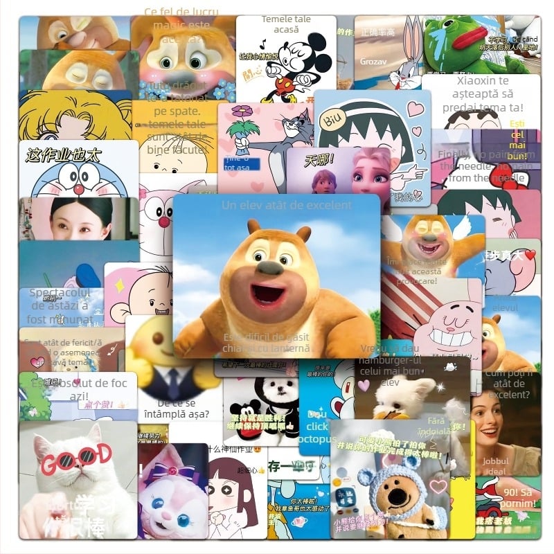 Set de 50 autocolante graffiti pentru decorarea cănilor, huselor de telefon și caietelor | Brand Shi first; Seria Expression package series; Proces de tipărire: offset; Greutate: 30 g; Adeziv: Da