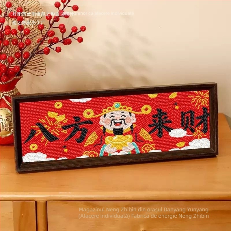 Tablou cu diamante - model festiv, pânză de ulei, țesătură broderie cross-stitch 9ct, stil chinezesc