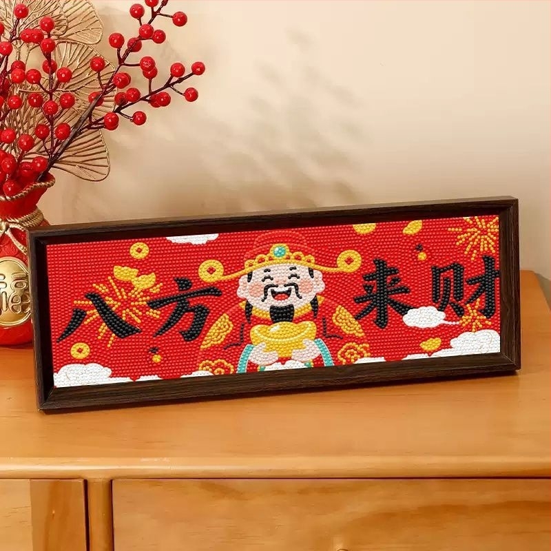 Tablou cu diamante - model festiv, pânză de ulei, țesătură broderie cross-stitch 9ct, stil chinezesc