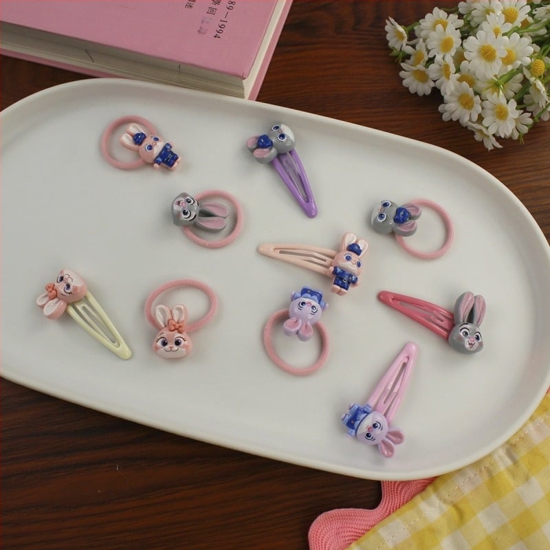 Clips de păr pentru copii – iepure polițist din desene animate, lucrat manual, plastic/rășină, seria Prințese