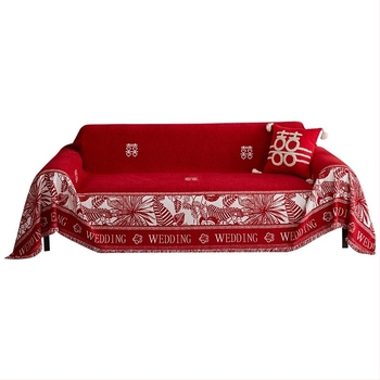 Husă de canapea Chenille pentru colțar, model inimă, stil de nuntă, protecție împotriva prafului