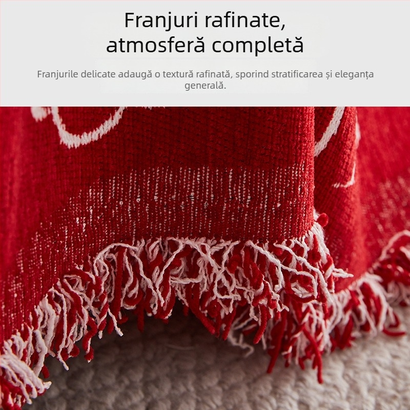 Husă de canapea Chenille pentru colțar, model inimă, stil de nuntă, protecție împotriva prafului