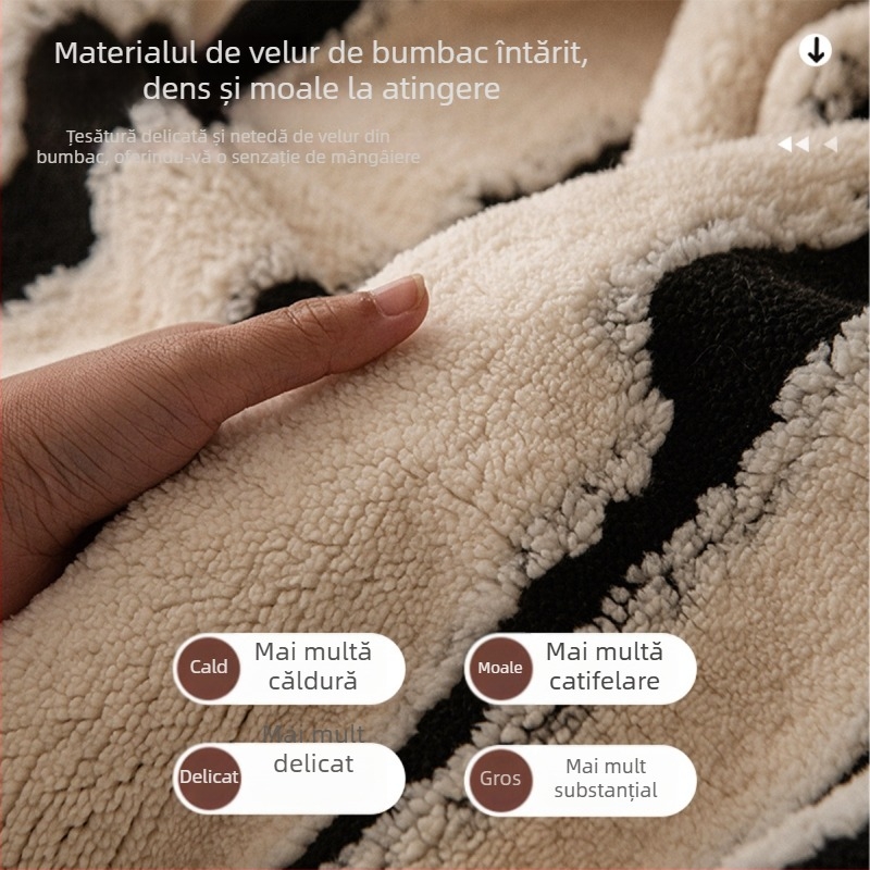 Husa pentru canapea Yibei – velur din bumbac Shu, model în dungi, stil minimalist, potrivire universală