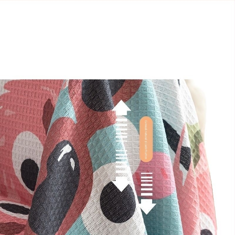 Husă de canapea din țesătură waffle, imprimeu desen animat, compatibilă cu canapelele modulare, stil drăguț, fără fermoar