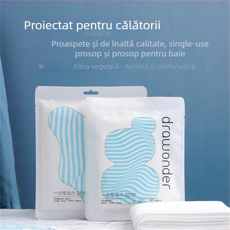 Prosop de baie de unică folosință, 100% fibre vegetale, ambalaj individual, țesătură cu țesut simplu, absorbție 0–5 s, procesare personalizată disponibilă, etichetă privată disponibilă