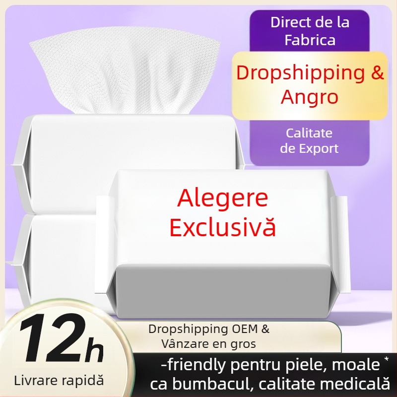 Prosop de curățare facial de unică folosință, din fibre vegetale, absorbant umed-uscat, demachiant