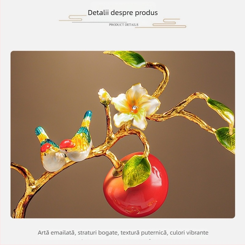 Ornament măr emailat, ceramică, pictat manual, stil nou chinezesc — cadou ideal pentru nunți și case noi