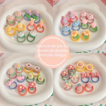 Bentiță de păr pentru copii – acrilic, lucrat manual, model fructe desen animate, stil drăguț