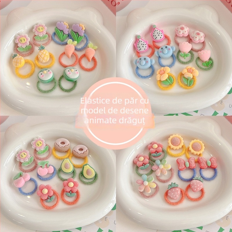 Bentiță de păr pentru copii – acrilic, lucrat manual, model fructe desen animate, stil drăguț