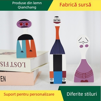 Figurină caricaturală abstractă cu schimbare de față, ornament pentru living, Elm material, gravură și sculptură, cadou pentru casa nouă