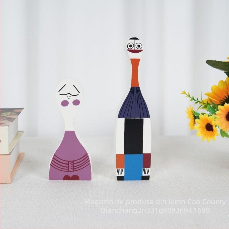 Figurină caricaturală abstractă cu schimbare de față, ornament pentru living, Elm material, gravură și sculptură, cadou pentru casa nouă