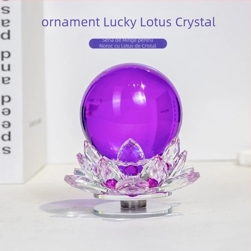 Ornament de birou din sticlă cu bază rotativă de lotus, stil Nordic, gravură, Fleivitz