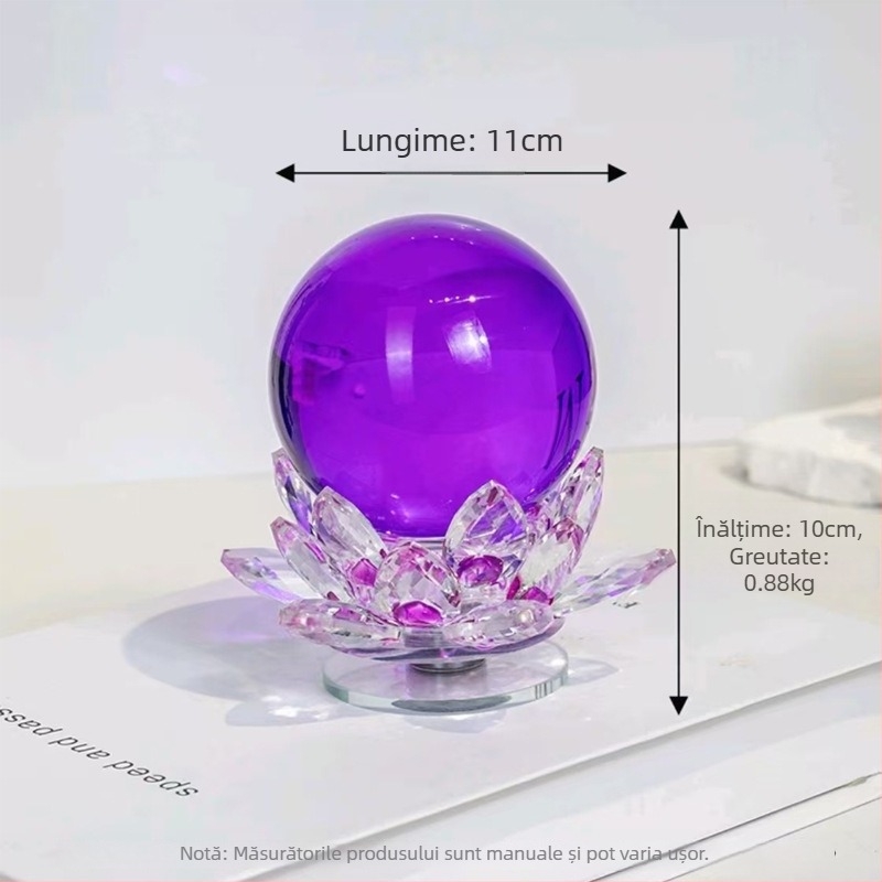 Ornament de birou din sticlă cu bază rotativă de lotus, stil Nordic, gravură, Fleivitz