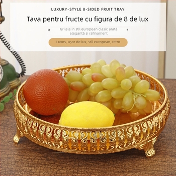 Tăviță octagonală pentru fructe - stil luxus ușor retro, farfurie de fructe pentru casă, lansare toamna 2025