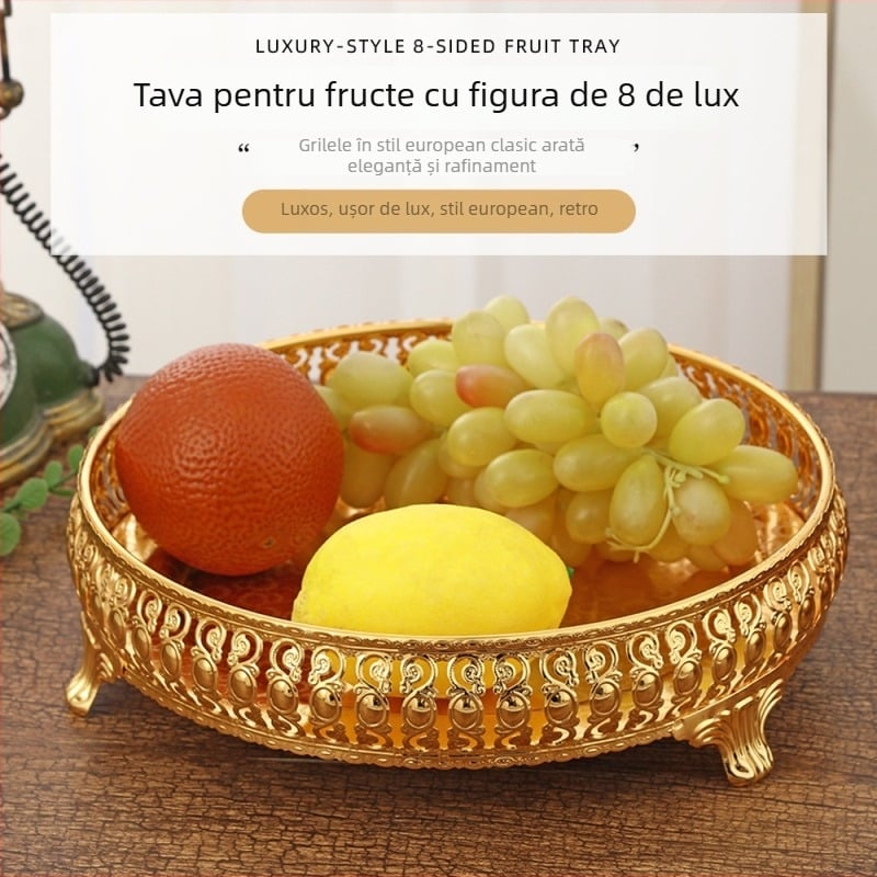 Tăviță octagonală pentru fructe - stil luxus ușor retro, farfurie de fructe pentru casă, lansare toamna 2025