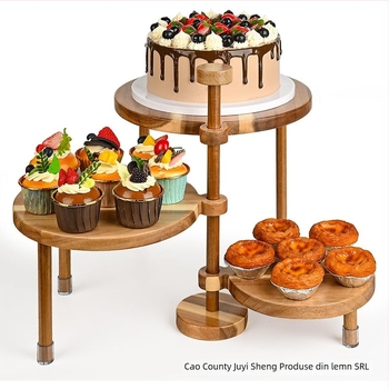 Suport din lemn pentru cupcake, 3 etaje, detașabil, decor de birou, personalizabil cu logo